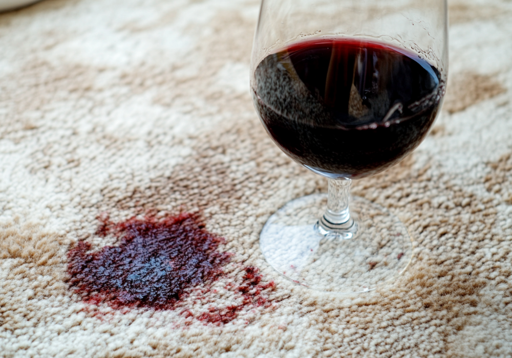 red wine stain on a carpet